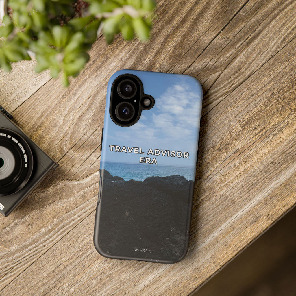Travel Advisor Black  Lava Rock With Ocean View Tough Phone Case | Travel Agent Gift | Vacation Planner Phone Case | Travel Industry Accessory