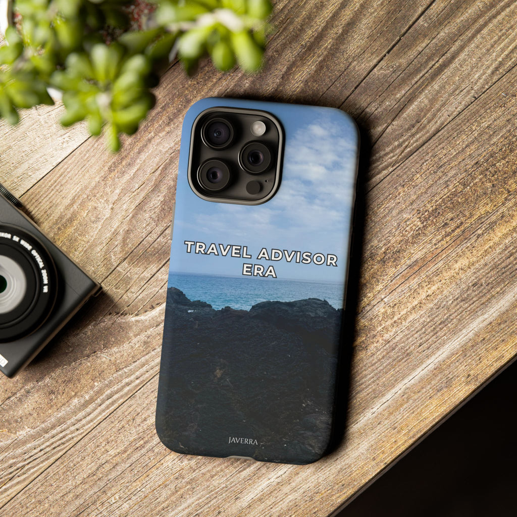 Travel Advisor Black  Lava Rock With Ocean View Tough Phone Case | Travel Agent Gift | Vacation Planner Phone Case | Travel Industry Accessory