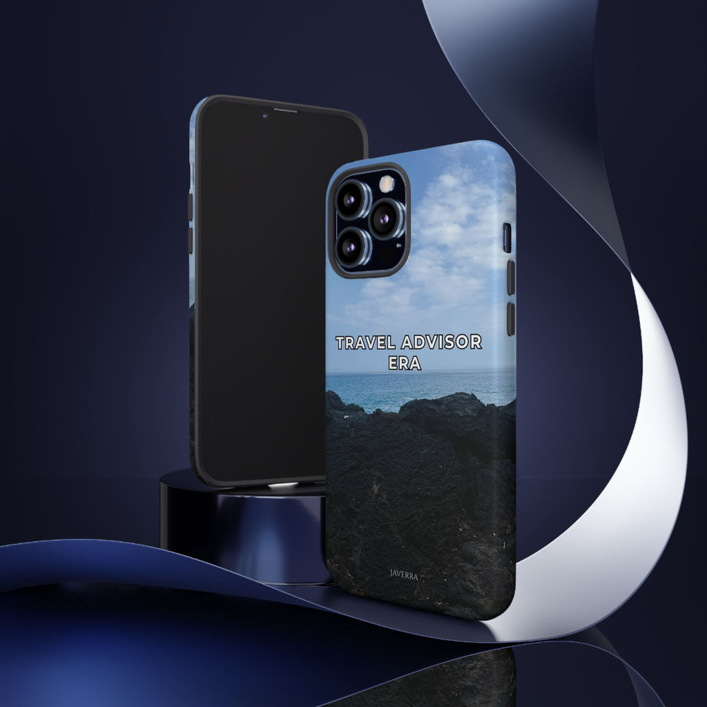 Travel Advisor Black  Lava Rock With Ocean View Tough Phone Case | Travel Agent Gift | Vacation Planner Phone Case | Travel Industry Accessory