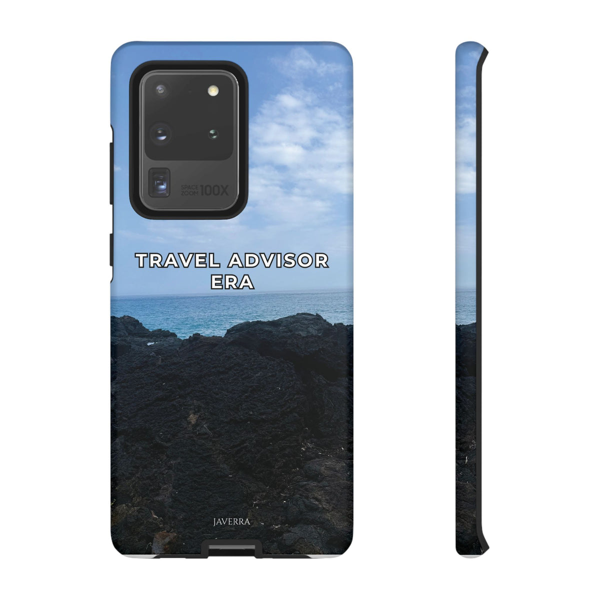 Travel Advisor Black  Lava Rock With Ocean View Tough Phone Case | Travel Agent Gift | Vacation Planner Phone Case | Travel Industry Accessory