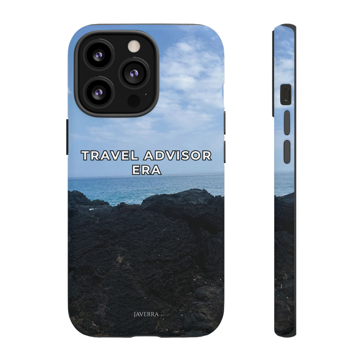Travel Advisor Black  Lava Rock With Ocean View Tough Phone Case | Travel Agent Gift | Vacation Planner Phone Case | Travel Industry Accessory