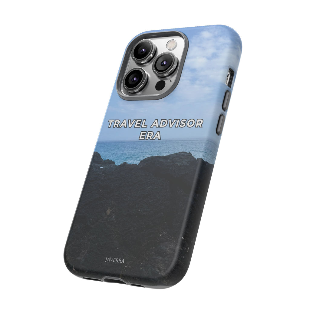 Travel Advisor Black  Lava Rock With Ocean View Tough Phone Case | Travel Agent Gift | Vacation Planner Phone Case | Travel Industry Accessory