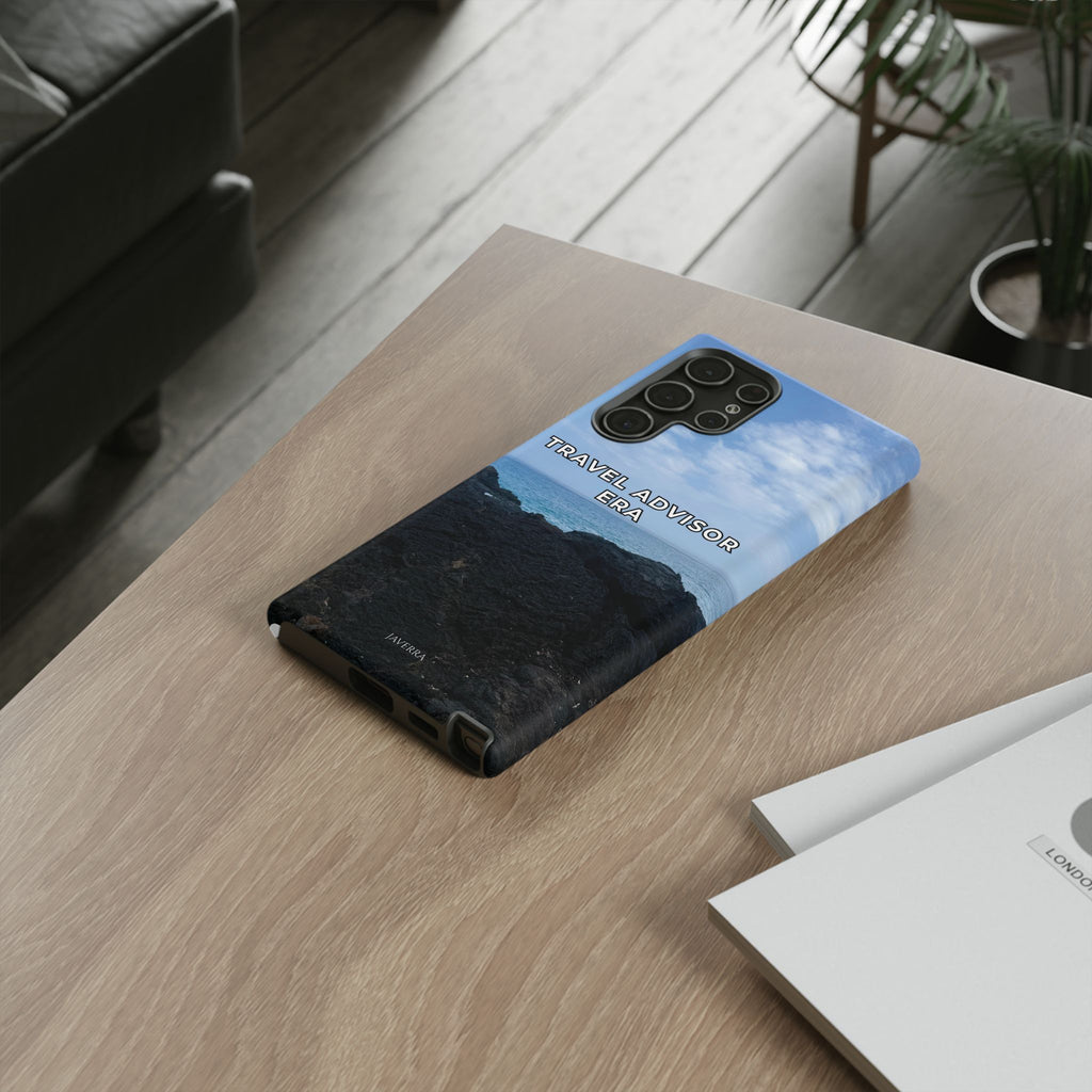 Travel Advisor Black  Lava Rock With Ocean View Tough Phone Case | Travel Agent Gift | Vacation Planner Phone Case | Travel Industry Accessory