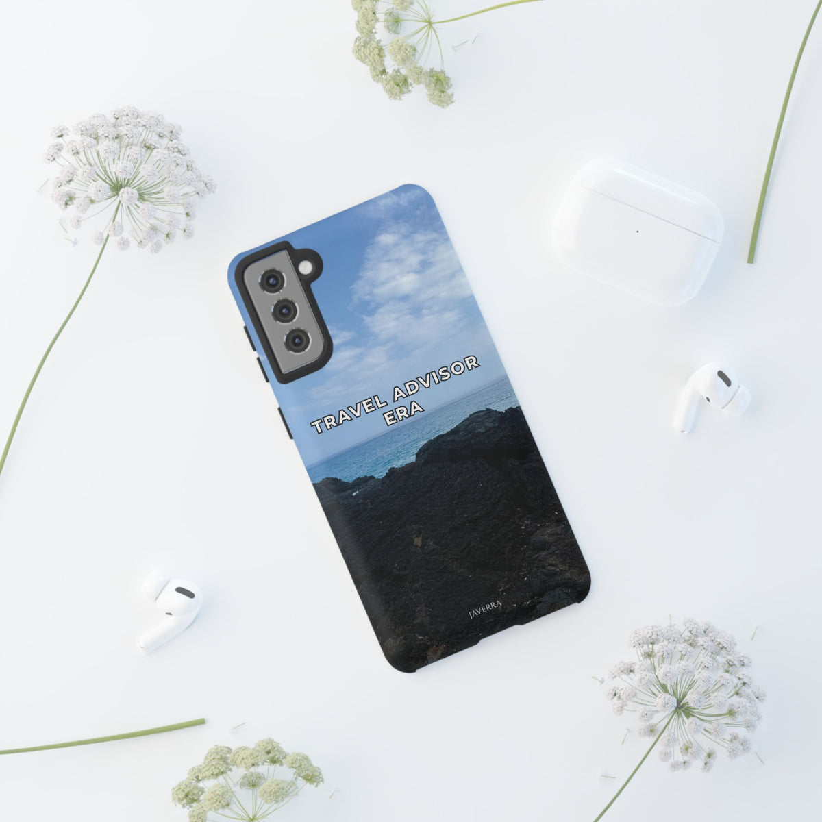 Travel Advisor Black  Lava Rock With Ocean View Tough Phone Case | Travel Agent Gift | Vacation Planner Phone Case | Travel Industry Accessory