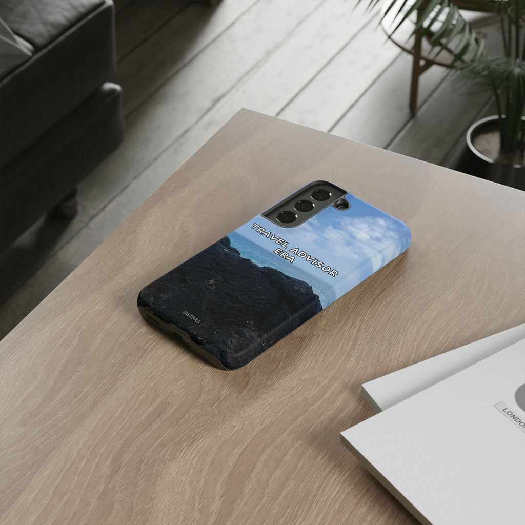 Travel Advisor Black  Lava Rock With Ocean View Tough Phone Case | Travel Agent Gift | Vacation Planner Phone Case | Travel Industry Accessory