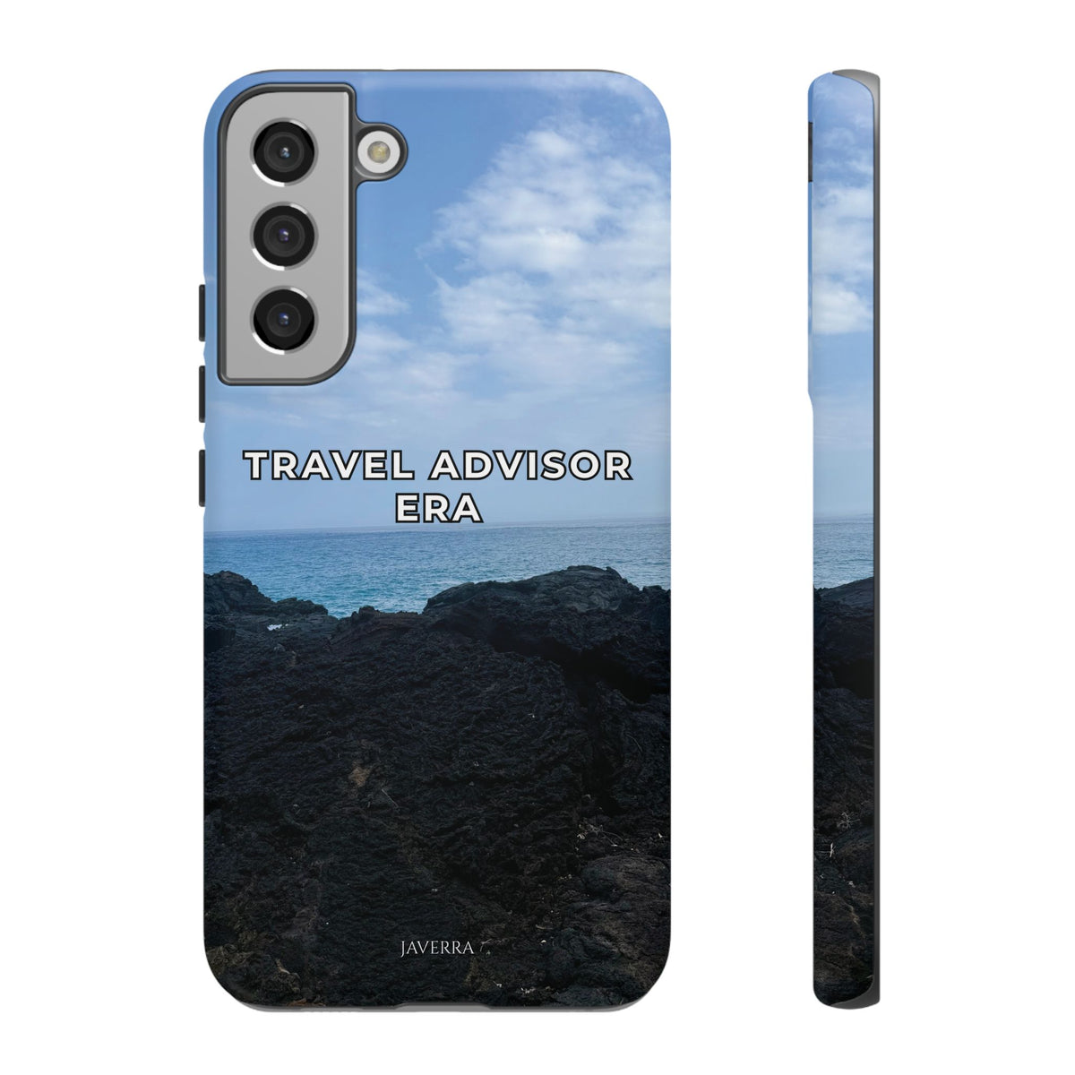 Travel Advisor Black  Lava Rock With Ocean View Tough Phone Case | Travel Agent Gift | Vacation Planner Phone Case | Travel Industry Accessory