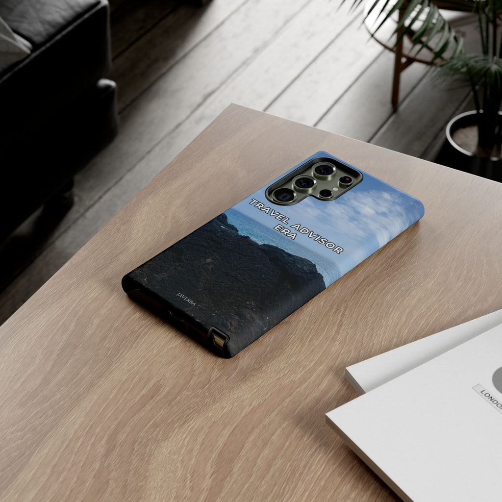 Travel Advisor Black  Lava Rock With Ocean View Tough Phone Case | Travel Agent Gift | Vacation Planner Phone Case | Travel Industry Accessory