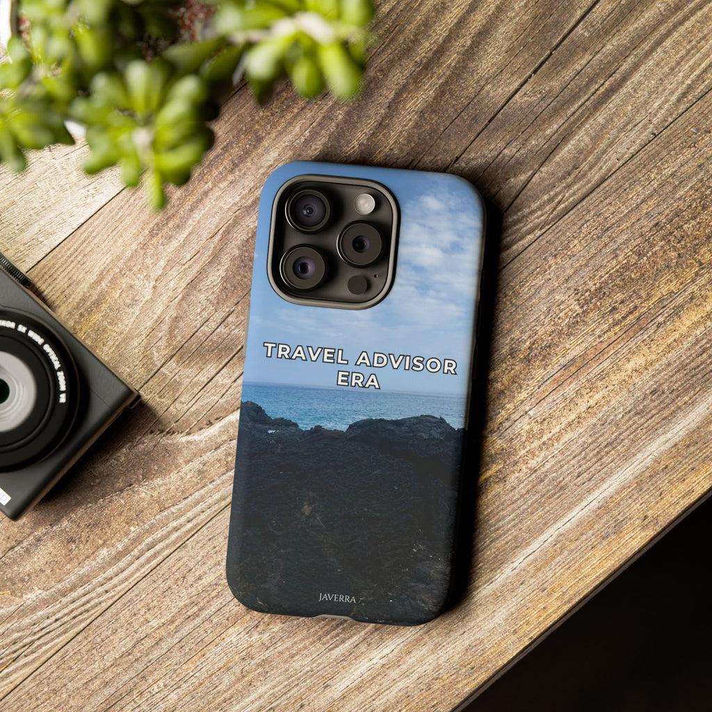 Travel Advisor Black  Lava Rock With Ocean View Tough Phone Case | Travel Agent Gift | Vacation Planner Phone Case | Travel Industry Accessory