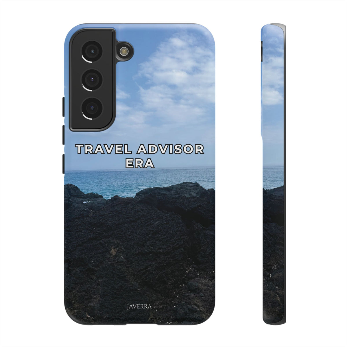 Travel Advisor Black  Lava Rock With Ocean View Tough Phone Case | Travel Agent Gift | Vacation Planner Phone Case | Travel Industry Accessory