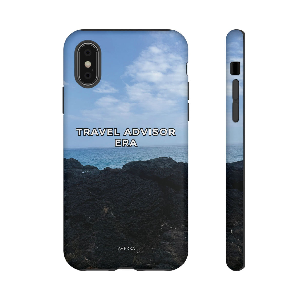 Travel Advisor Black  Lava Rock With Ocean View Tough Phone Case | Travel Agent Gift | Vacation Planner Phone Case | Travel Industry Accessory