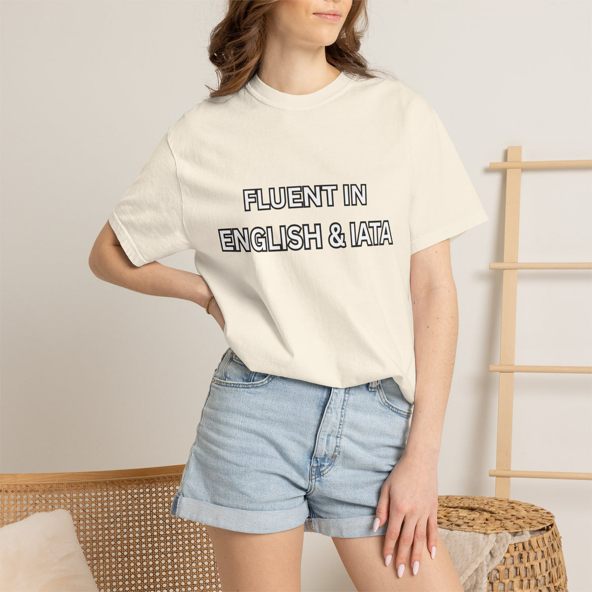 Unisex Garment-Dyed T-Shirt | Fluent in English & IATA Travel Professional Shirt | Travel Advisor Apparel