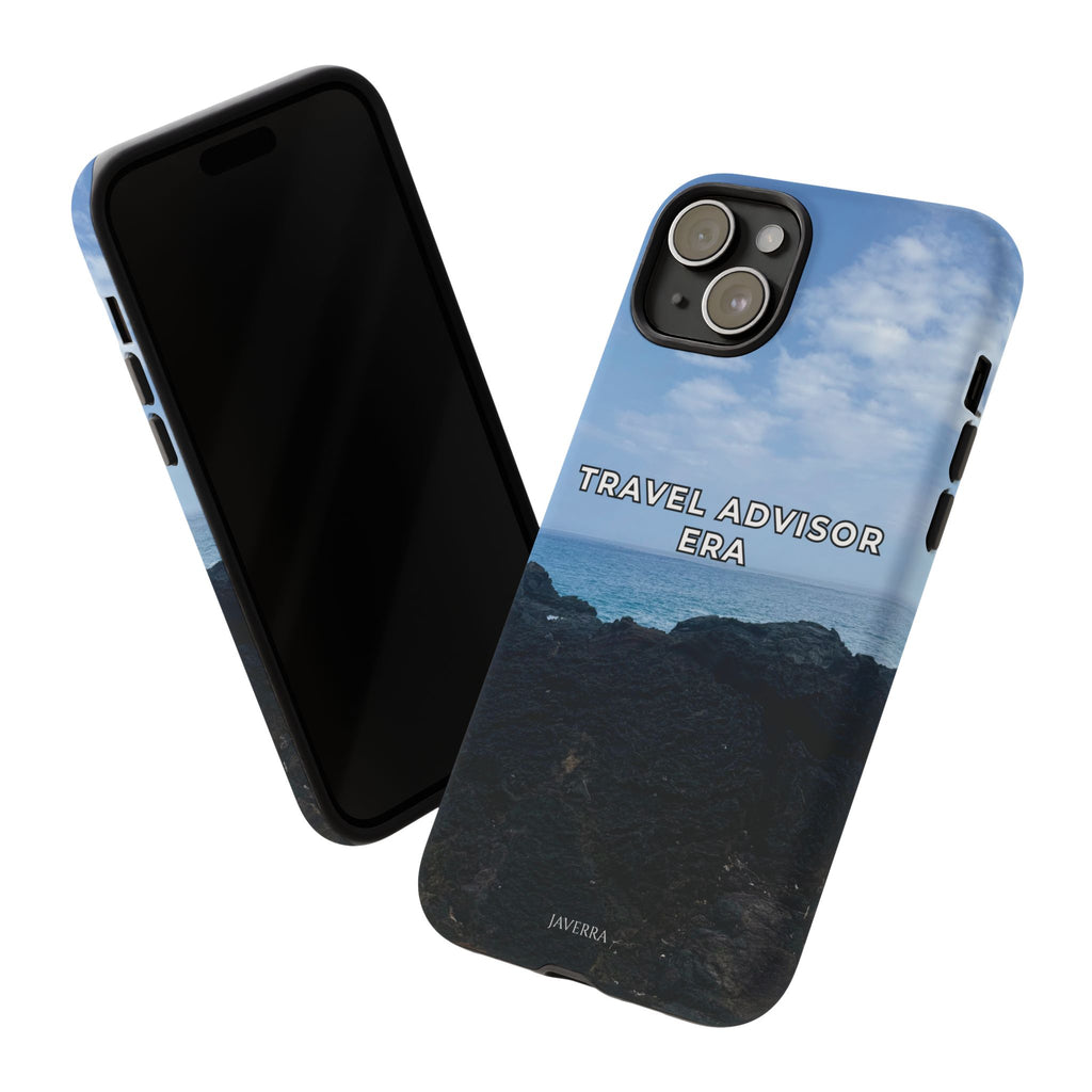 Travel Advisor Black  Lava Rock With Ocean View Tough Phone Case | Travel Agent Gift | Vacation Planner Phone Case | Travel Industry Accessory
