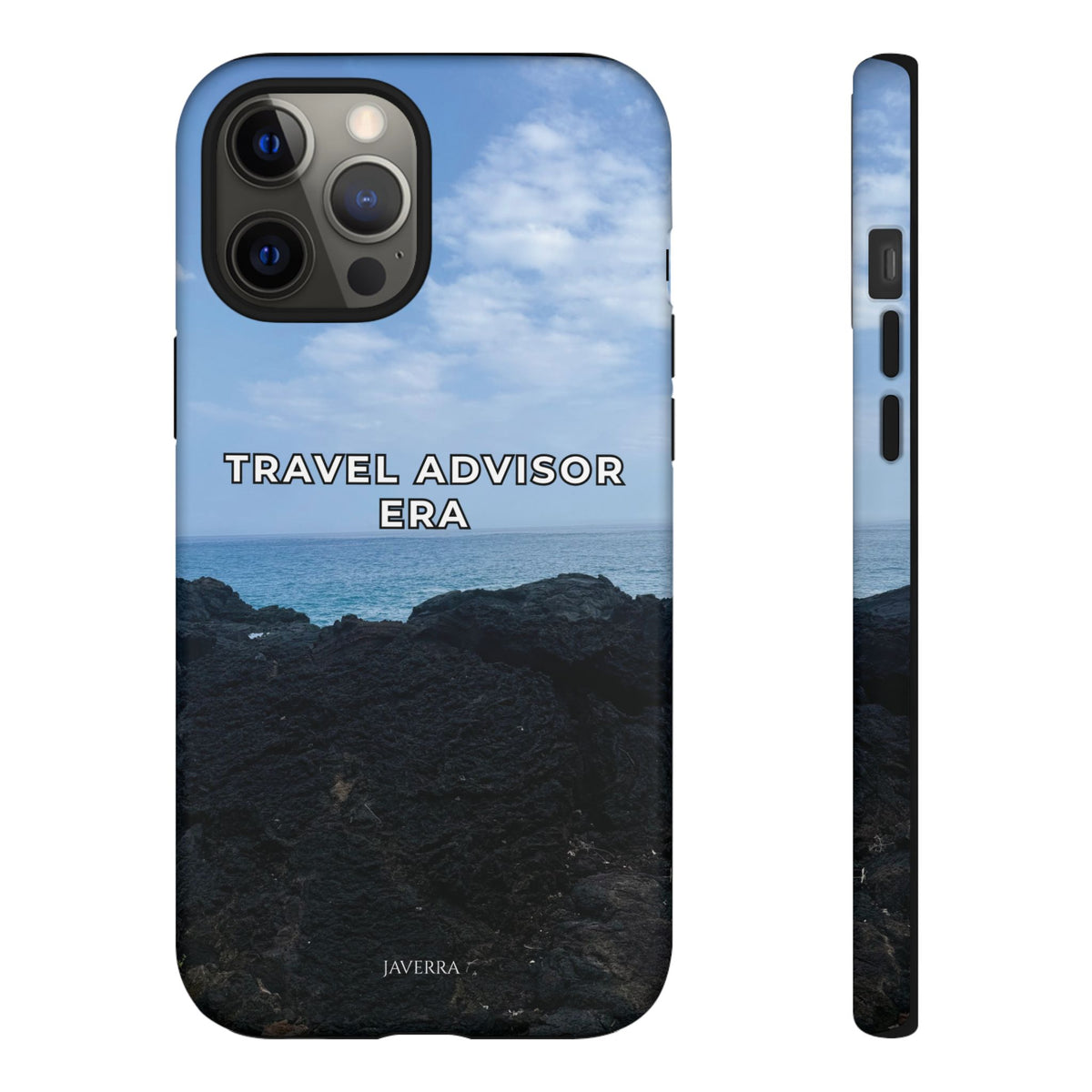 Travel Advisor Black  Lava Rock With Ocean View Tough Phone Case | Travel Agent Gift | Vacation Planner Phone Case | Travel Industry Accessory
