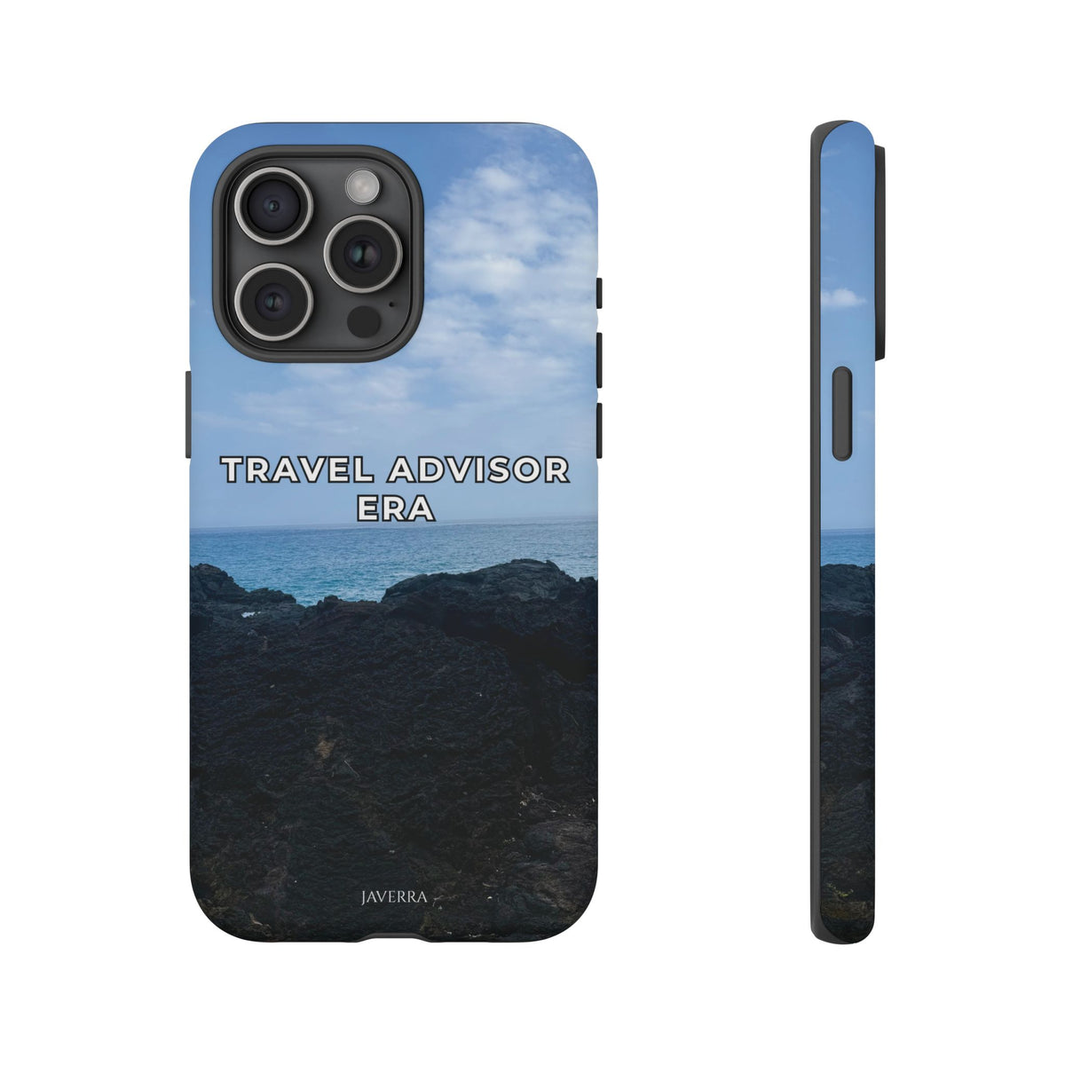 Travel Advisor Black  Lava Rock With Ocean View Tough Phone Case | Travel Agent Gift | Vacation Planner Phone Case | Travel Industry Accessory