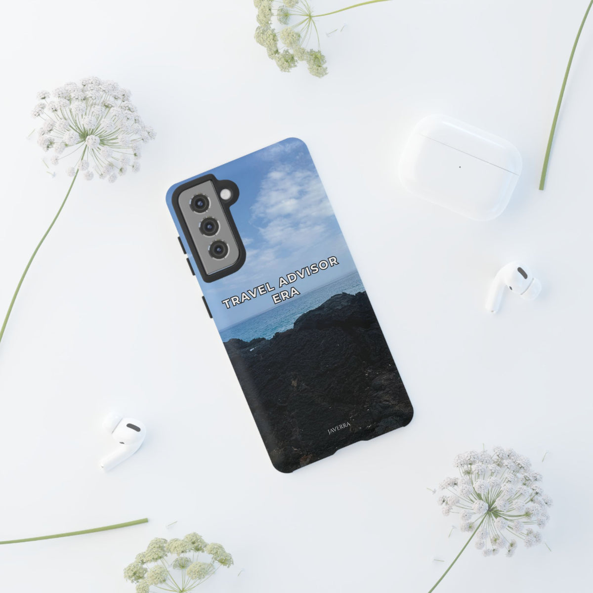 Travel Advisor Black  Lava Rock With Ocean View Tough Phone Case | Travel Agent Gift | Vacation Planner Phone Case | Travel Industry Accessory