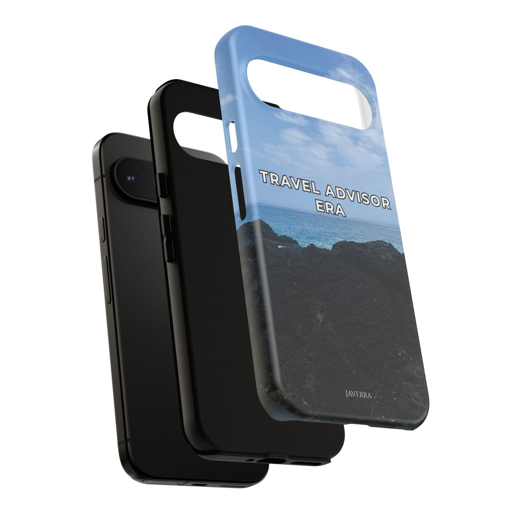 Travel Advisor Black  Lava Rock With Ocean View Tough Phone Case | Travel Agent Gift | Vacation Planner Phone Case | Travel Industry Accessory