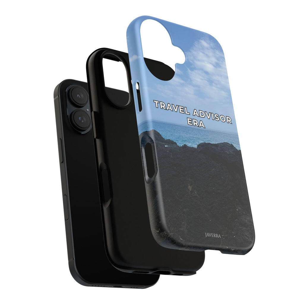 Travel Advisor Black  Lava Rock With Ocean View Tough Phone Case | Travel Agent Gift | Vacation Planner Phone Case | Travel Industry Accessory