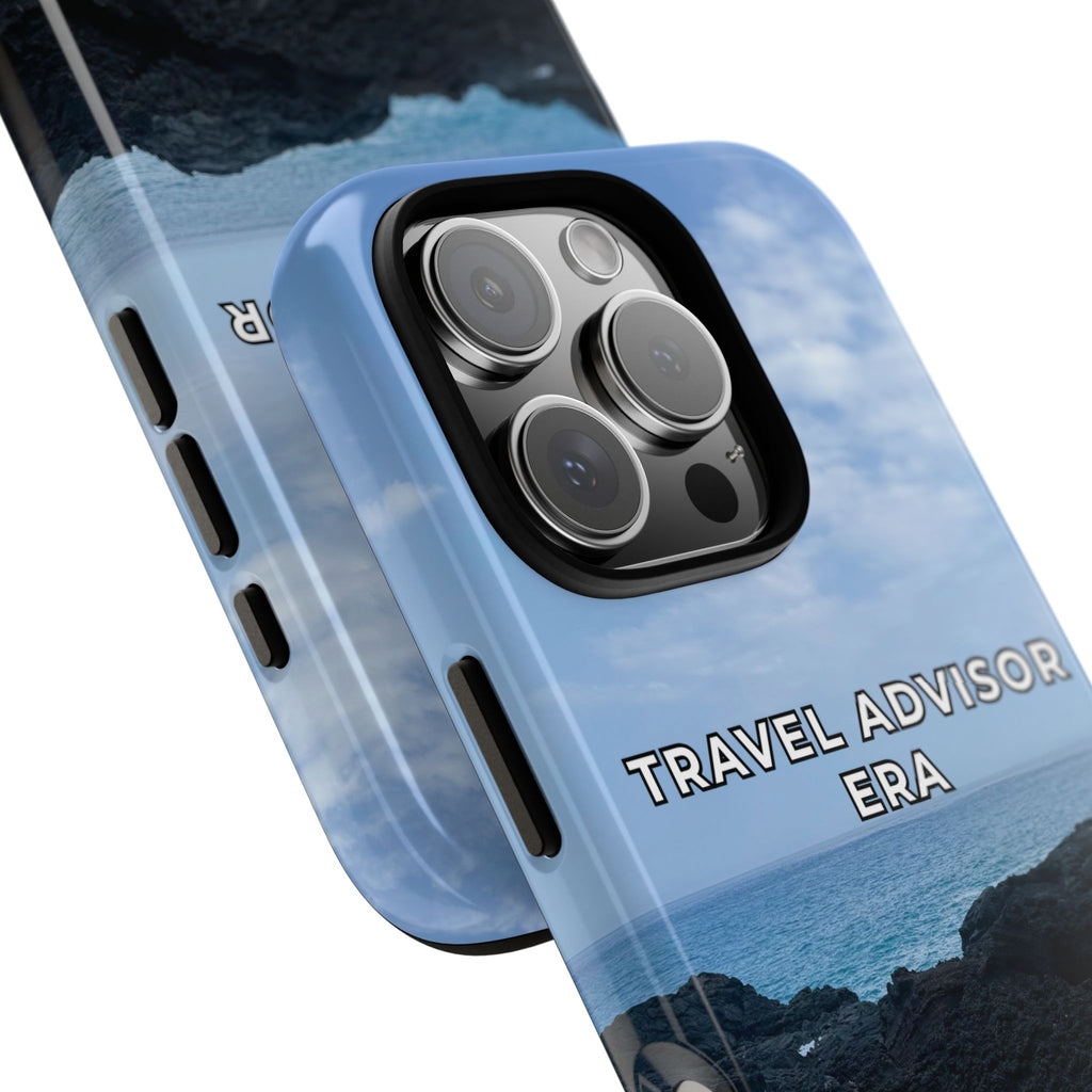 Travel Advisor Black  Lava Rock With Ocean View Tough Phone Case | Travel Agent Gift | Vacation Planner Phone Case | Travel Industry Accessory