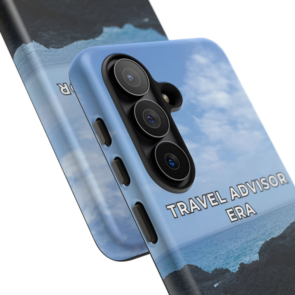 Travel Advisor Black  Lava Rock With Ocean View Tough Phone Case | Travel Agent Gift | Vacation Planner Phone Case | Travel Industry Accessory