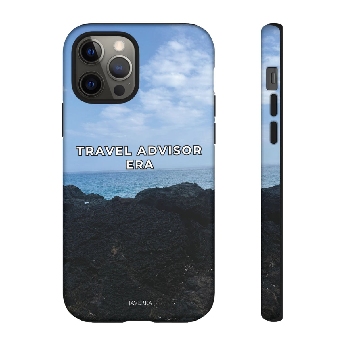 Travel Advisor Black  Lava Rock With Ocean View Tough Phone Case | Travel Agent Gift | Vacation Planner Phone Case | Travel Industry Accessory