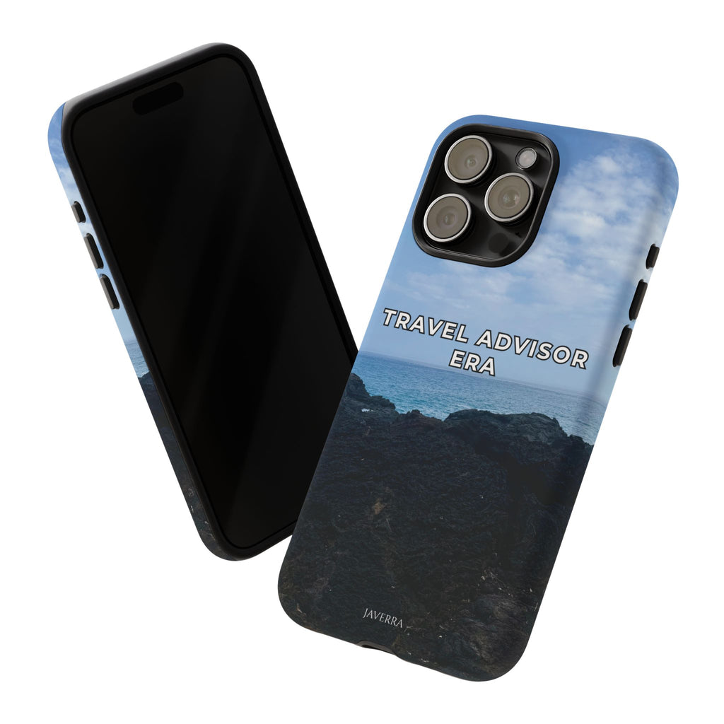 Travel Advisor Black  Lava Rock With Ocean View Tough Phone Case | Travel Agent Gift | Vacation Planner Phone Case | Travel Industry Accessory