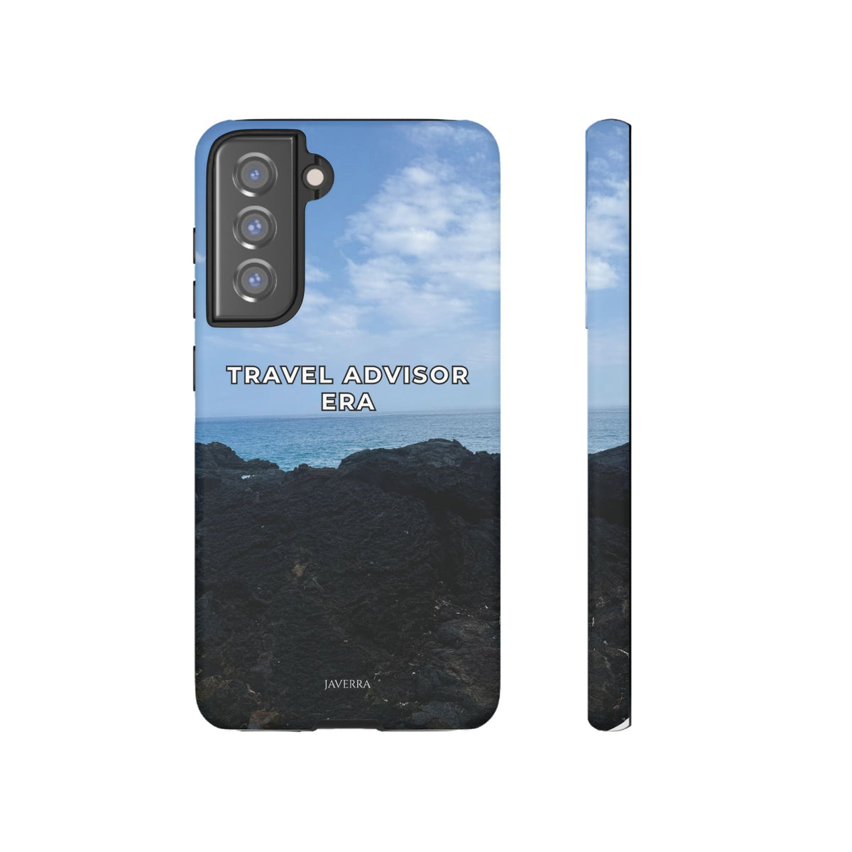 Travel Advisor Black  Lava Rock With Ocean View Tough Phone Case | Travel Agent Gift | Vacation Planner Phone Case | Travel Industry Accessory