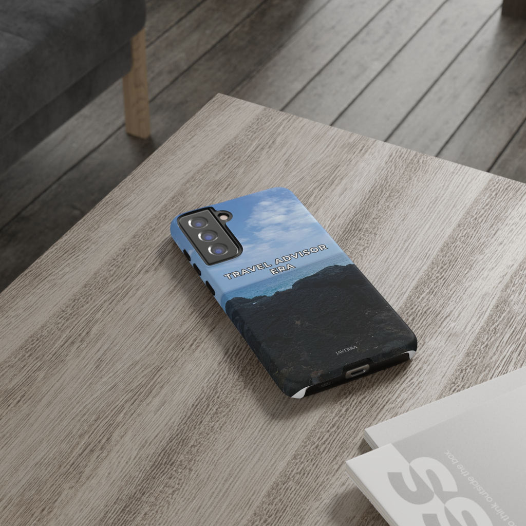 Travel Advisor Black  Lava Rock With Ocean View Tough Phone Case | Travel Agent Gift | Vacation Planner Phone Case | Travel Industry Accessory
