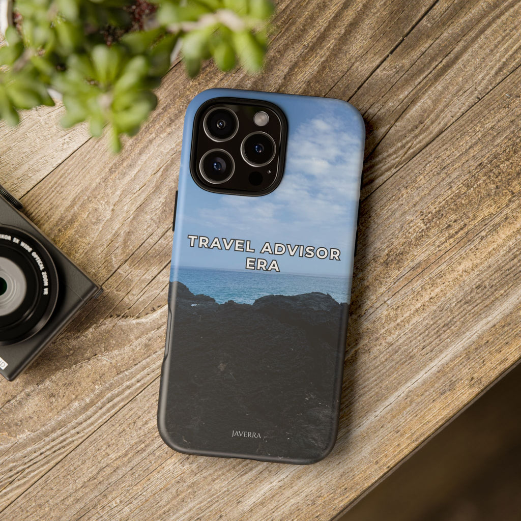 Travel Advisor Black  Lava Rock With Ocean View Tough Phone Case | Travel Agent Gift | Vacation Planner Phone Case | Travel Industry Accessory