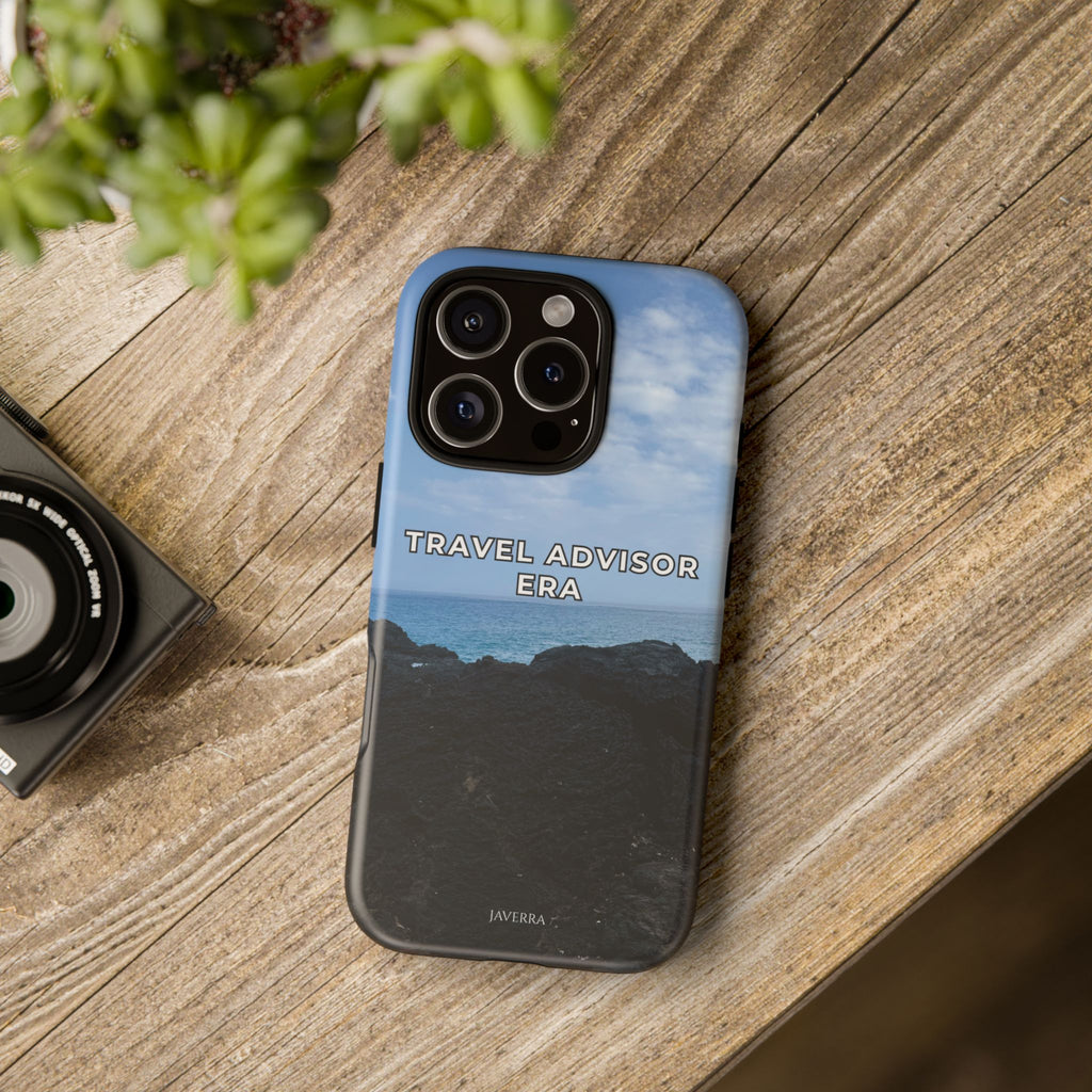Travel Advisor Black  Lava Rock With Ocean View Tough Phone Case | Travel Agent Gift | Vacation Planner Phone Case | Travel Industry Accessory