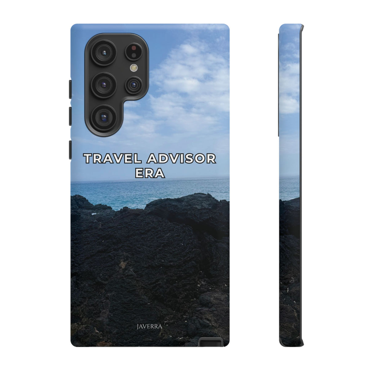 Travel Advisor Black  Lava Rock With Ocean View Tough Phone Case | Travel Agent Gift | Vacation Planner Phone Case | Travel Industry Accessory