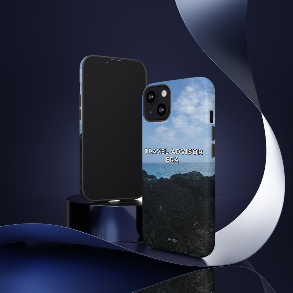 Travel Advisor Black  Lava Rock With Ocean View Tough Phone Case | Travel Agent Gift | Vacation Planner Phone Case | Travel Industry Accessory