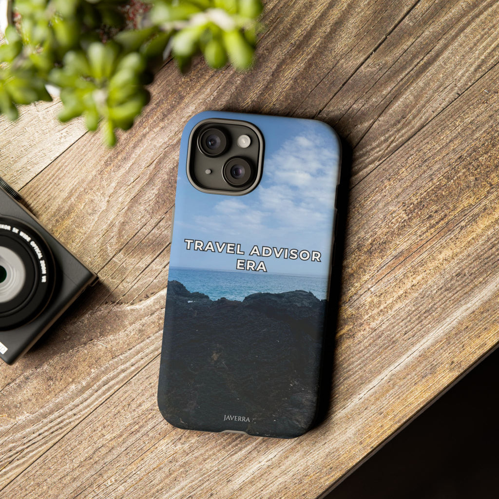 Travel Advisor Black  Lava Rock With Ocean View Tough Phone Case | Travel Agent Gift | Vacation Planner Phone Case | Travel Industry Accessory