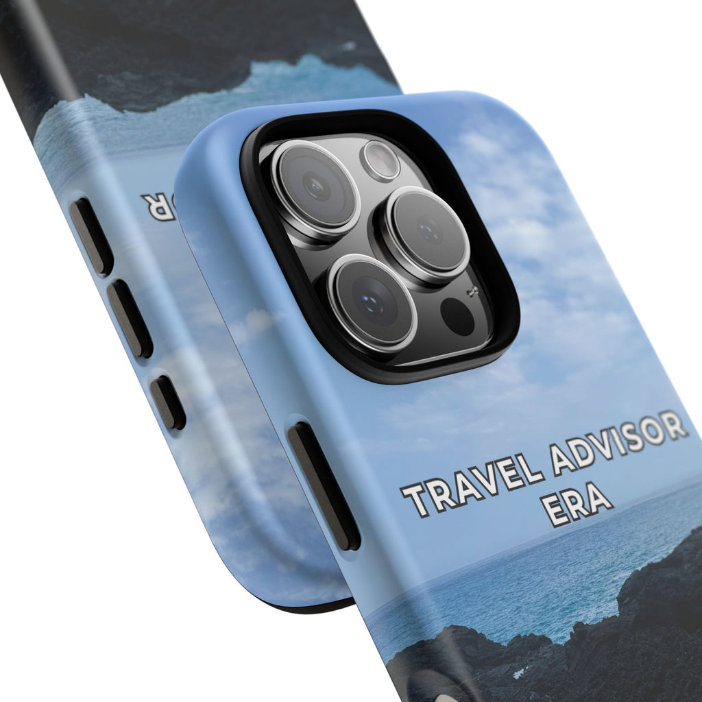Travel Advisor Black  Lava Rock With Ocean View Tough Phone Case | Travel Agent Gift | Vacation Planner Phone Case | Travel Industry Accessory