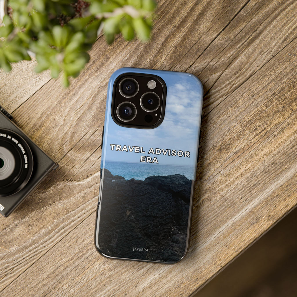 Travel Advisor Black  Lava Rock With Ocean View Tough Phone Case | Travel Agent Gift | Vacation Planner Phone Case | Travel Industry Accessory
